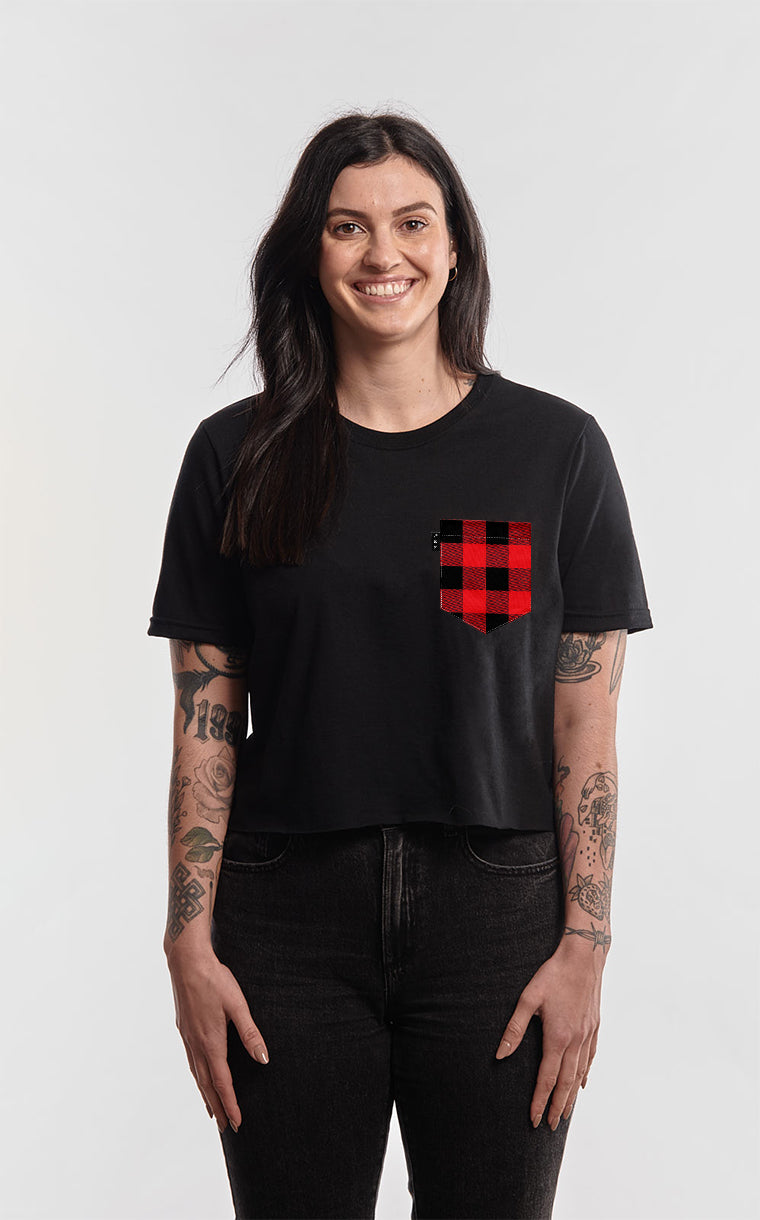 T-shirt « crop top » à poche Carreauté kid