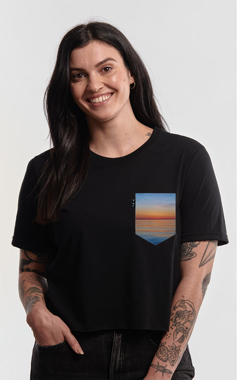 T-shirt « crop top » à poche pour femme avec poche D'eau dawn ^ 