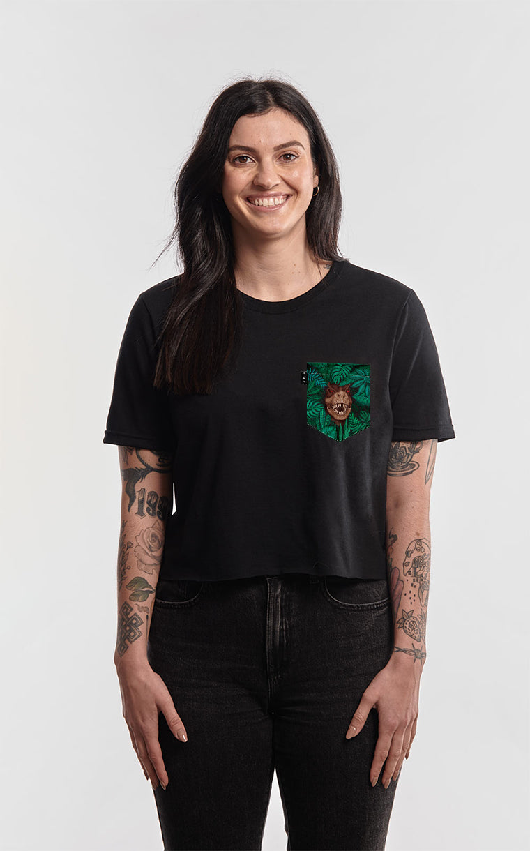 T-shirt « crop top » à poche pour femme avec poche Dino Clavet ^ 