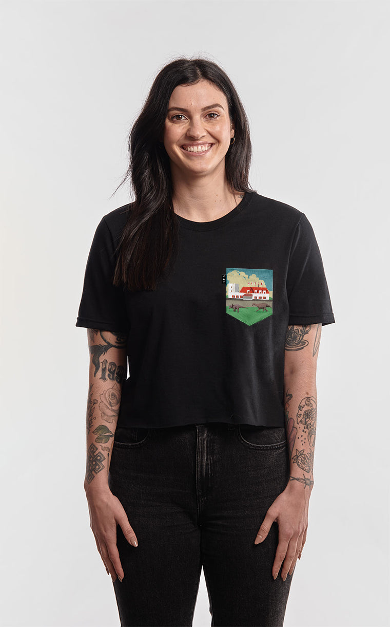 T-shirt « crop top » à poche pour femme avec poche Dinonrepart ^ 