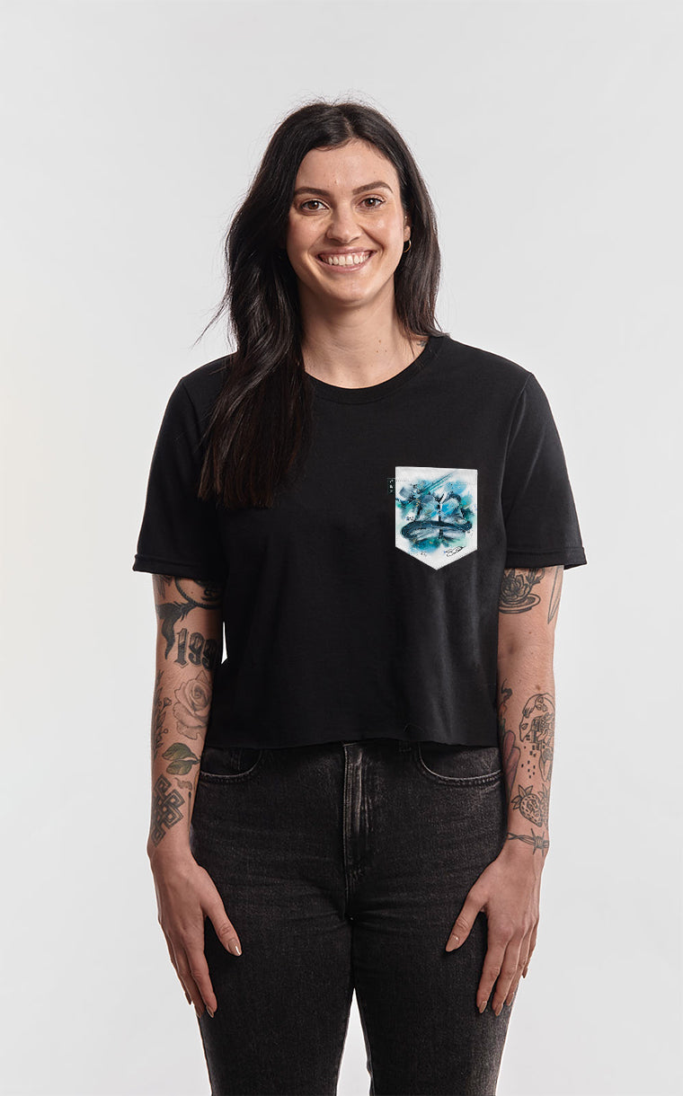 T-shirt « crop top » à poche pour femme avec poche Fibrose Kystique Canada ^ 