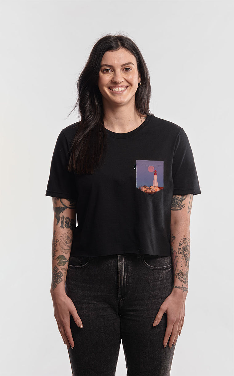 T-shirt « crop top » à poche pour femme avec poche Full Phare ^ 