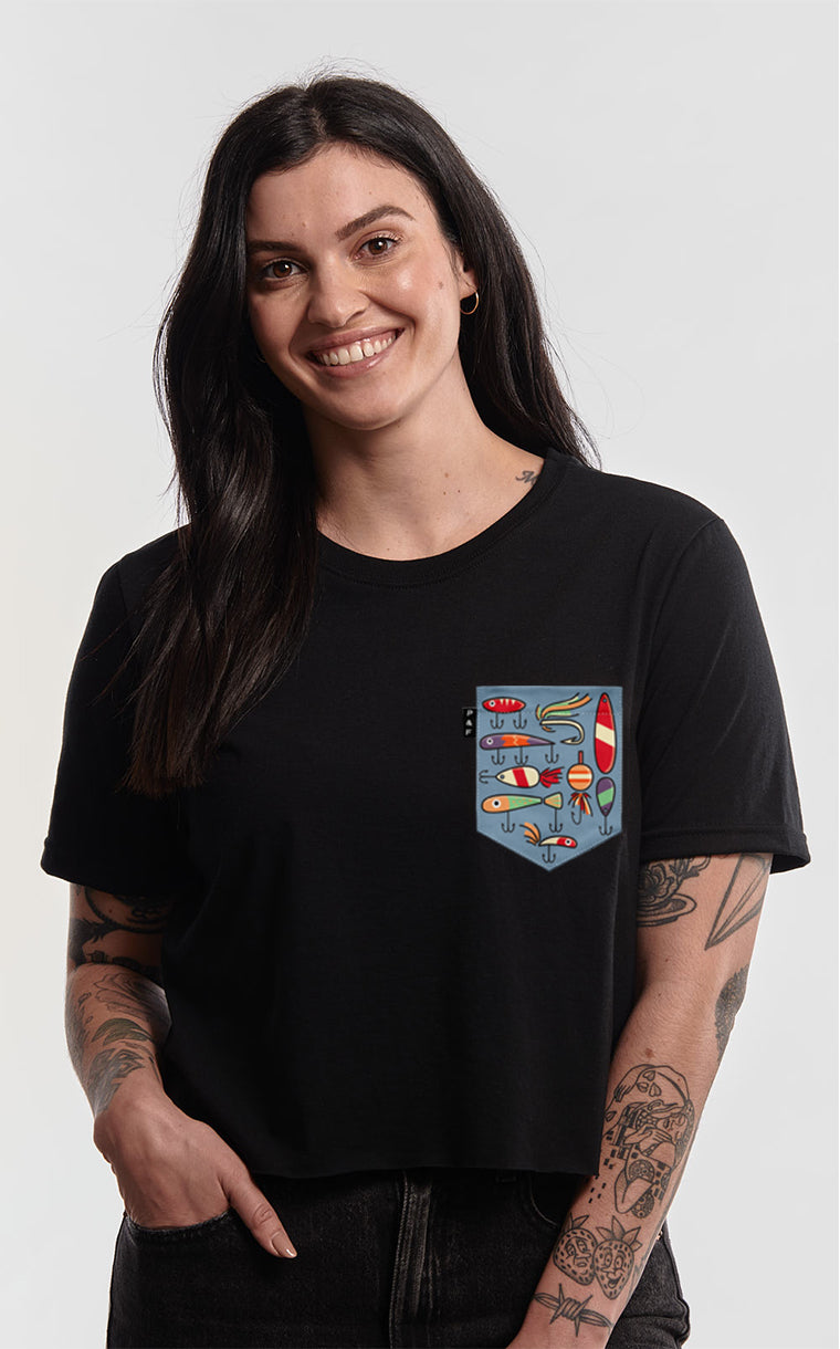 T-shirt « crop top » à poche Garde la pêche