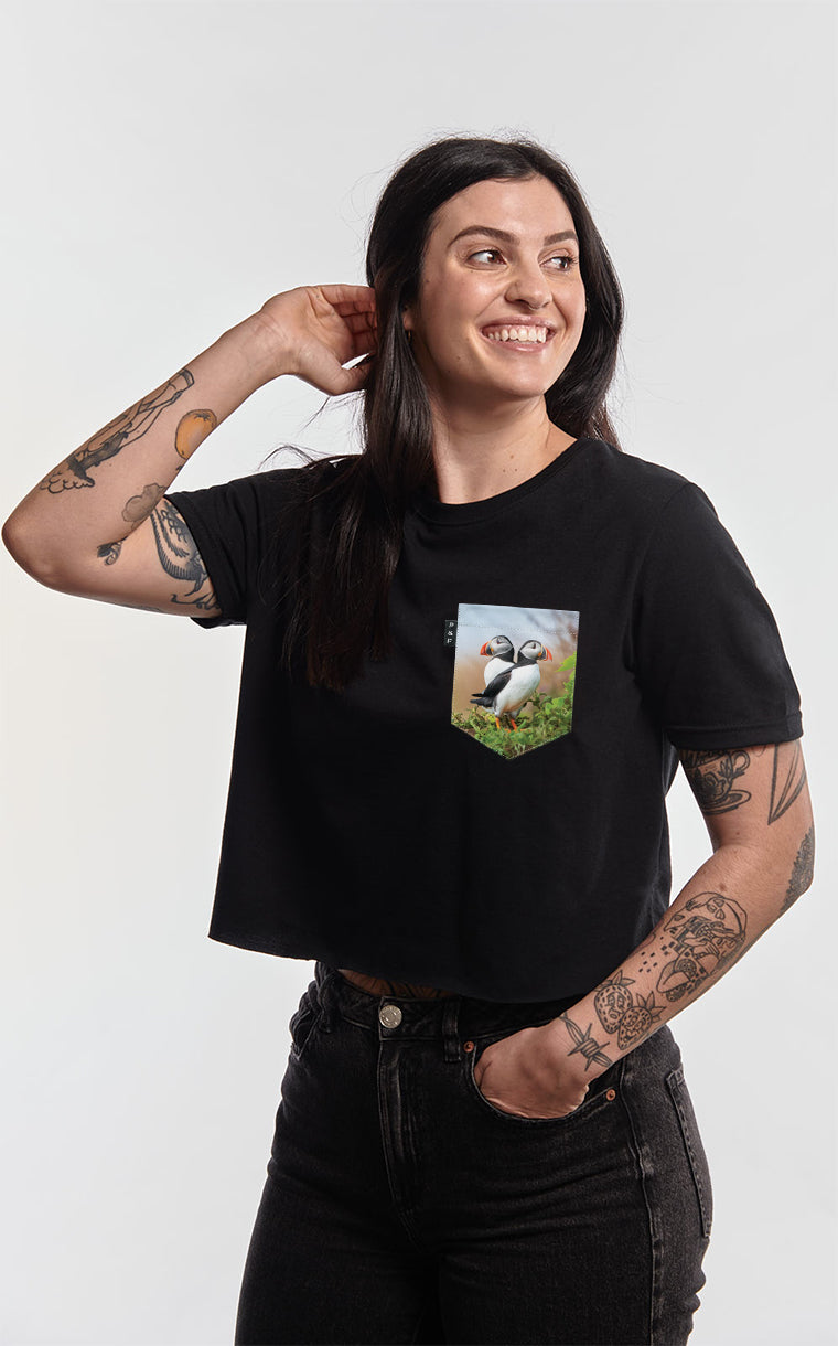 Hey Puffin-na Pocket Crop Top T-Shirt