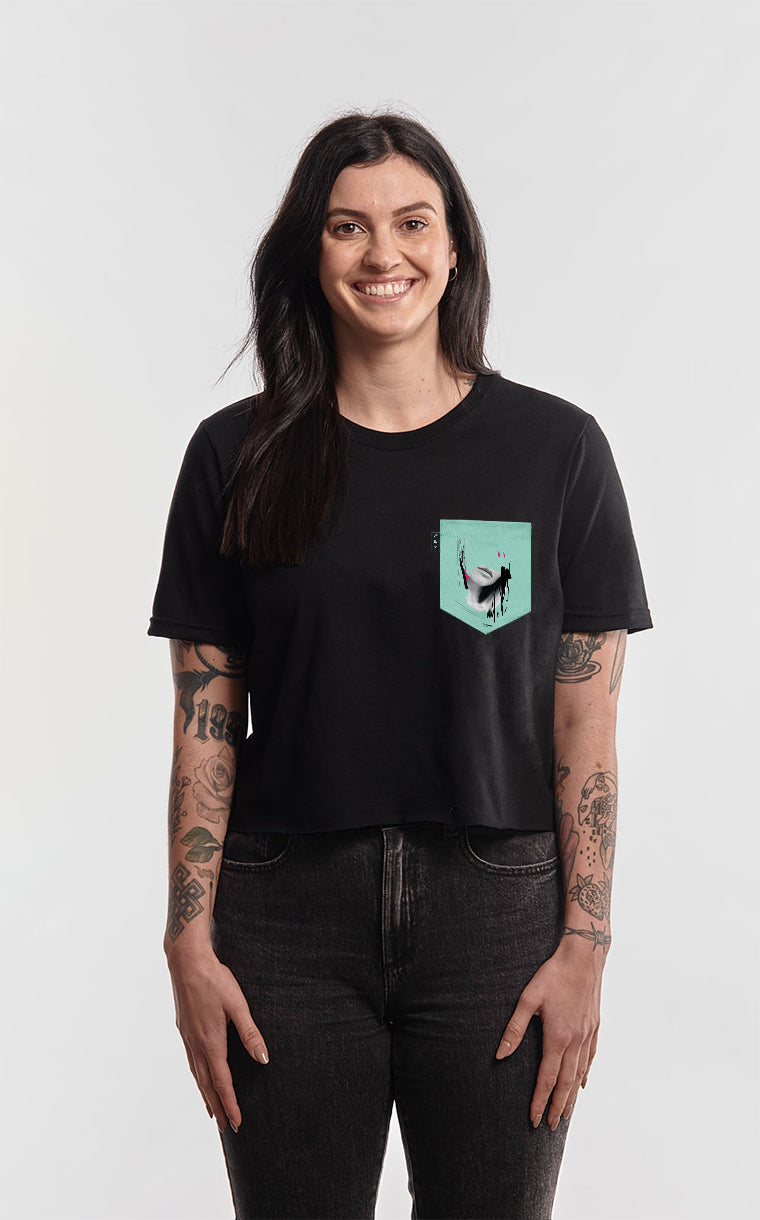 T-shirt « crop top » à poche pour femme avec poche Jardins de BabineAlone ^ 