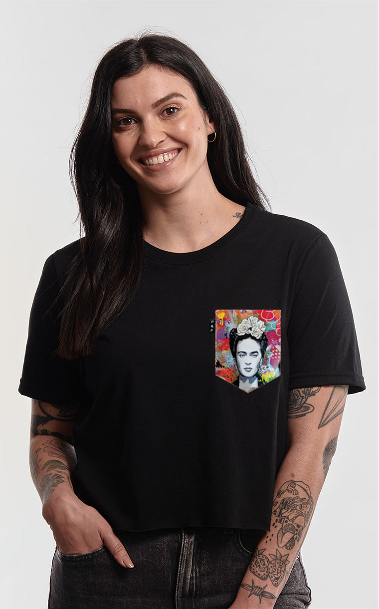 T-shirt « crop top » à poche Kahlo