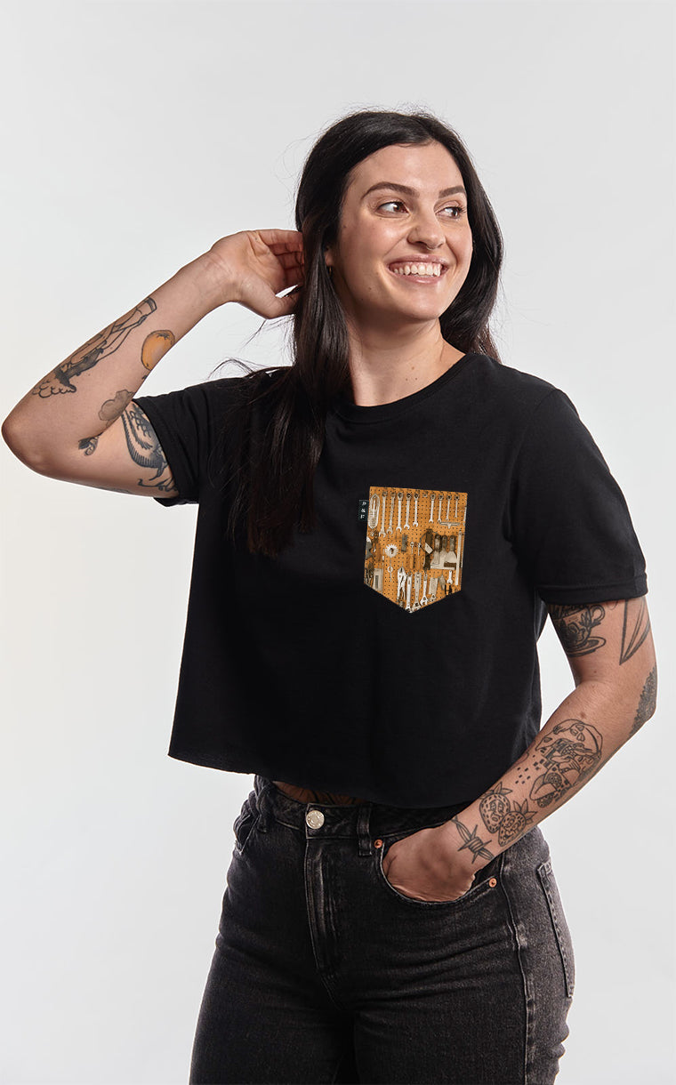 T-shirt « crop top » à poche pour femme avec poche L'outillerie Lourde ^ 