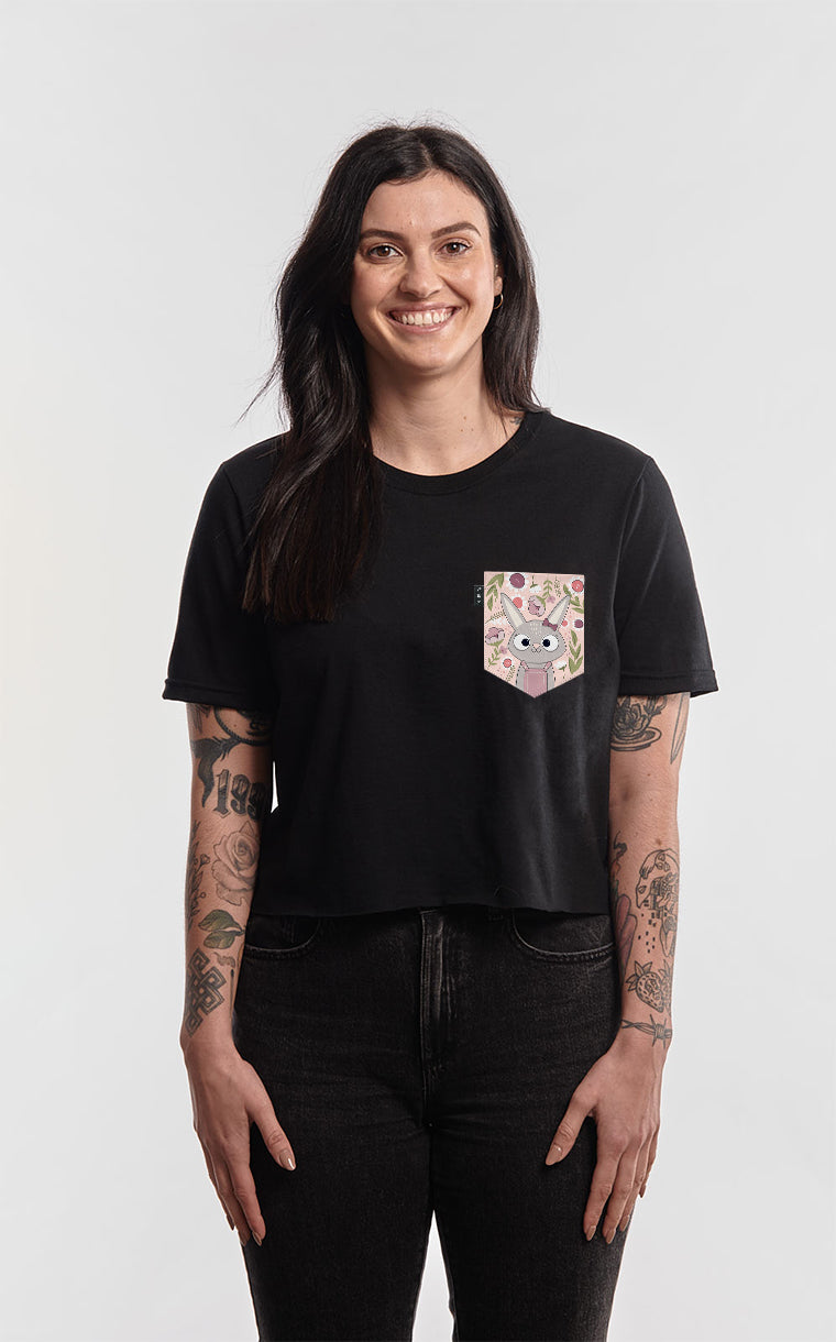 Daisy Rabbit Pocket Crop Top T-Shirt