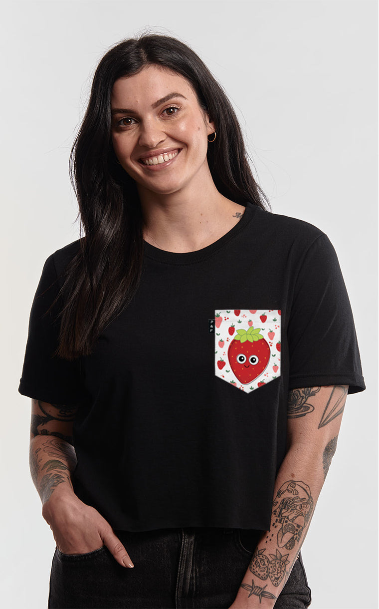 T-shirt « crop top » à poche pour femme avec poche Marie-Antoinette la Fraise ^ 