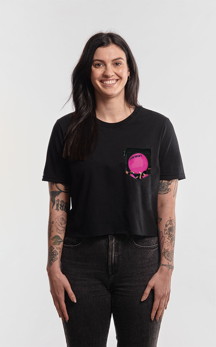 T-shirt « crop top » à poche pour femme avec poche Omnikin ROSE ^ 