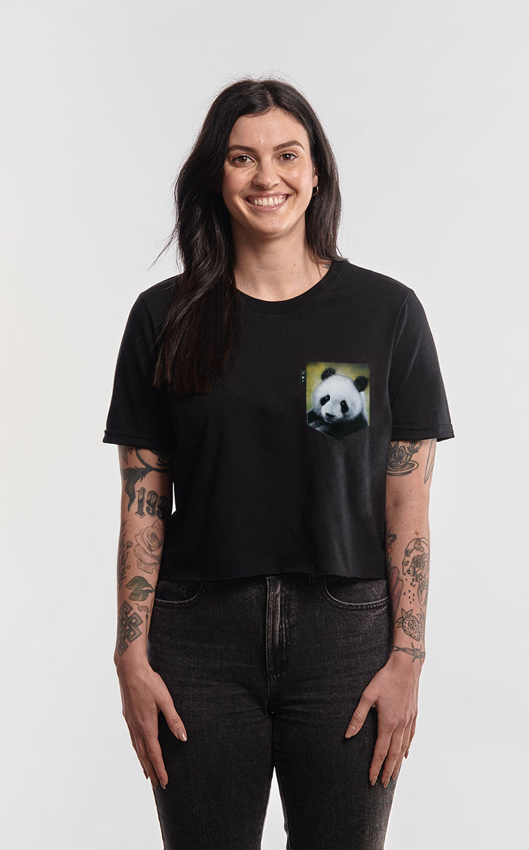 T-shirt « crop top » à poche pour femme avec poche Panda Replay ^ 