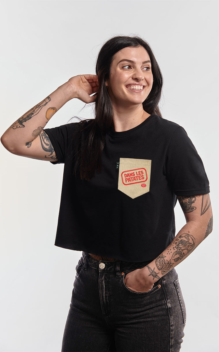 T-shirt « crop top » à poche pour femme avec poche Poche de patates ^ 