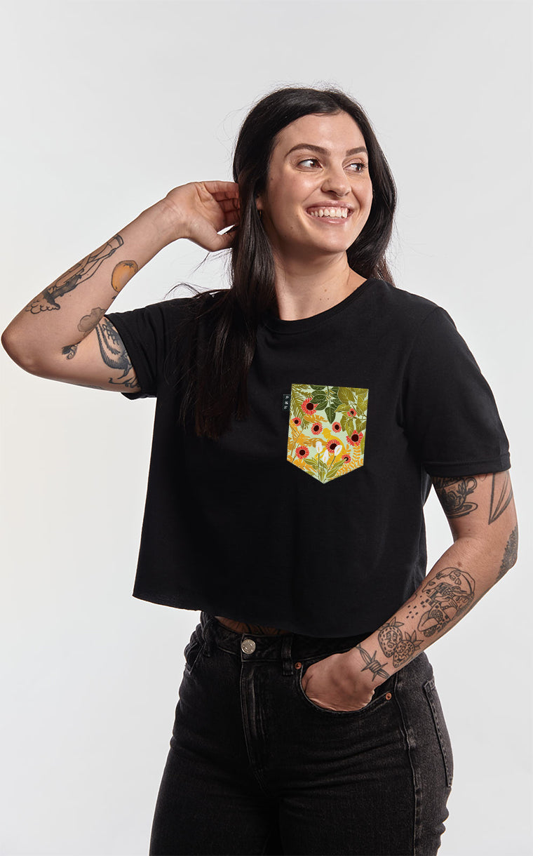 T-shirt « crop top » à poche pour femme avec poche Pollen Marois ^ 