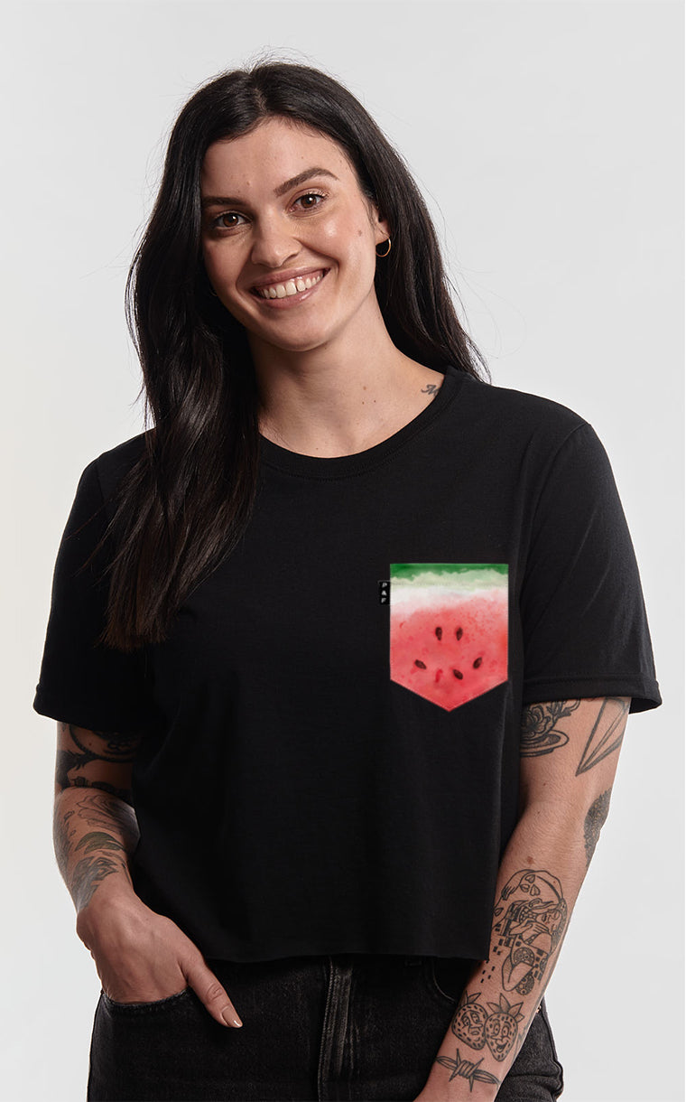 T-shirt « crop top » à poche Post Melon