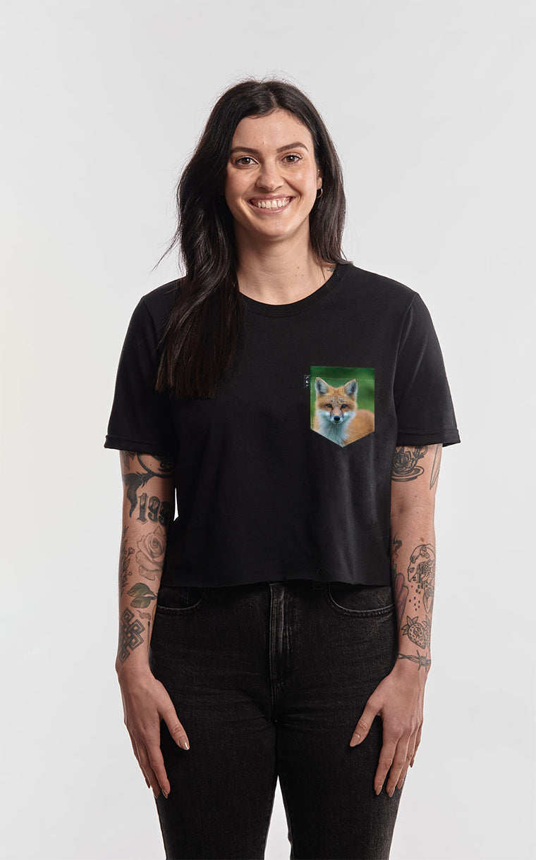 Rouzé like a fox pocket crop top t-shirt