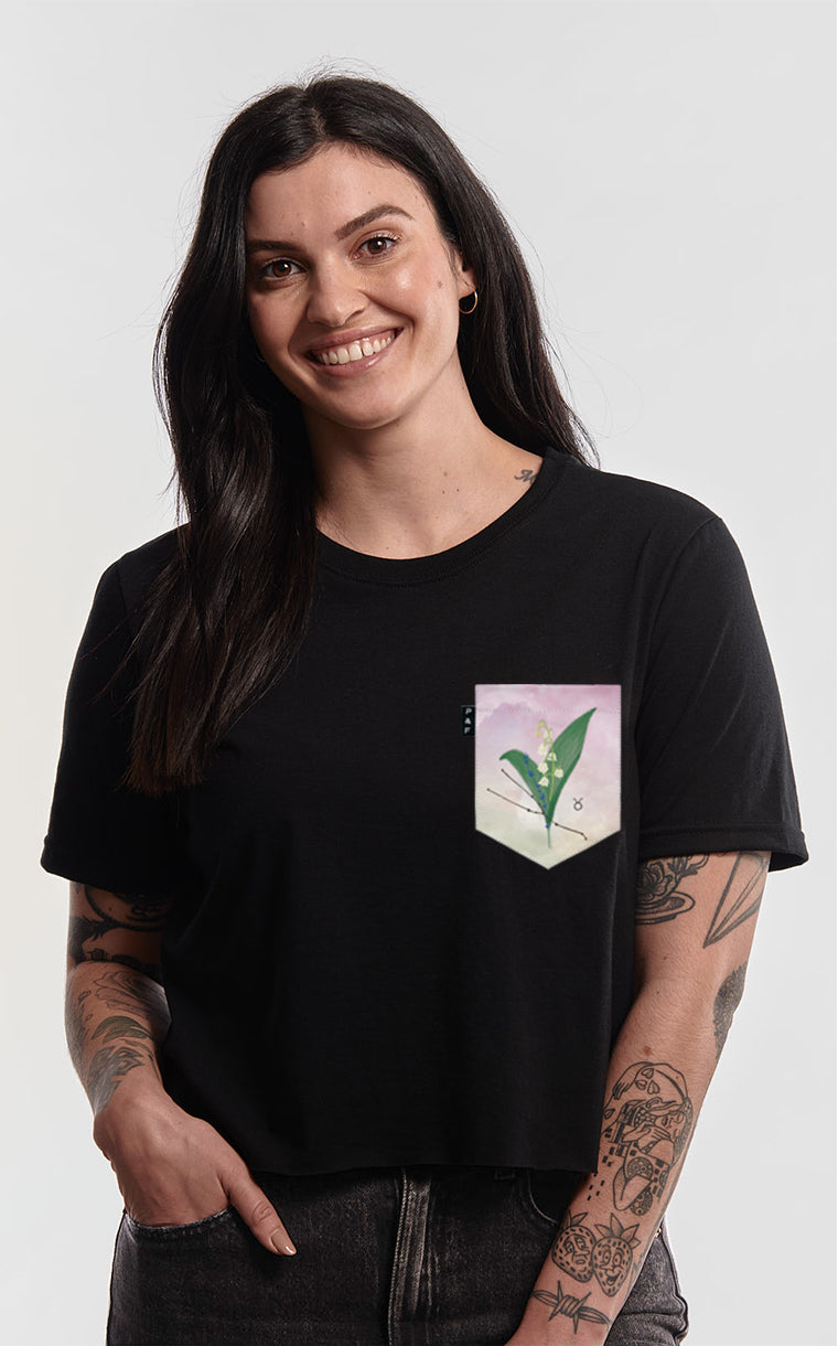 No Reason Taurus Pocket Crop Top T-Shirt