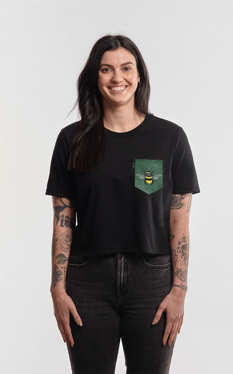 “Crop top” t-shirt with pocket To bee or not to bee