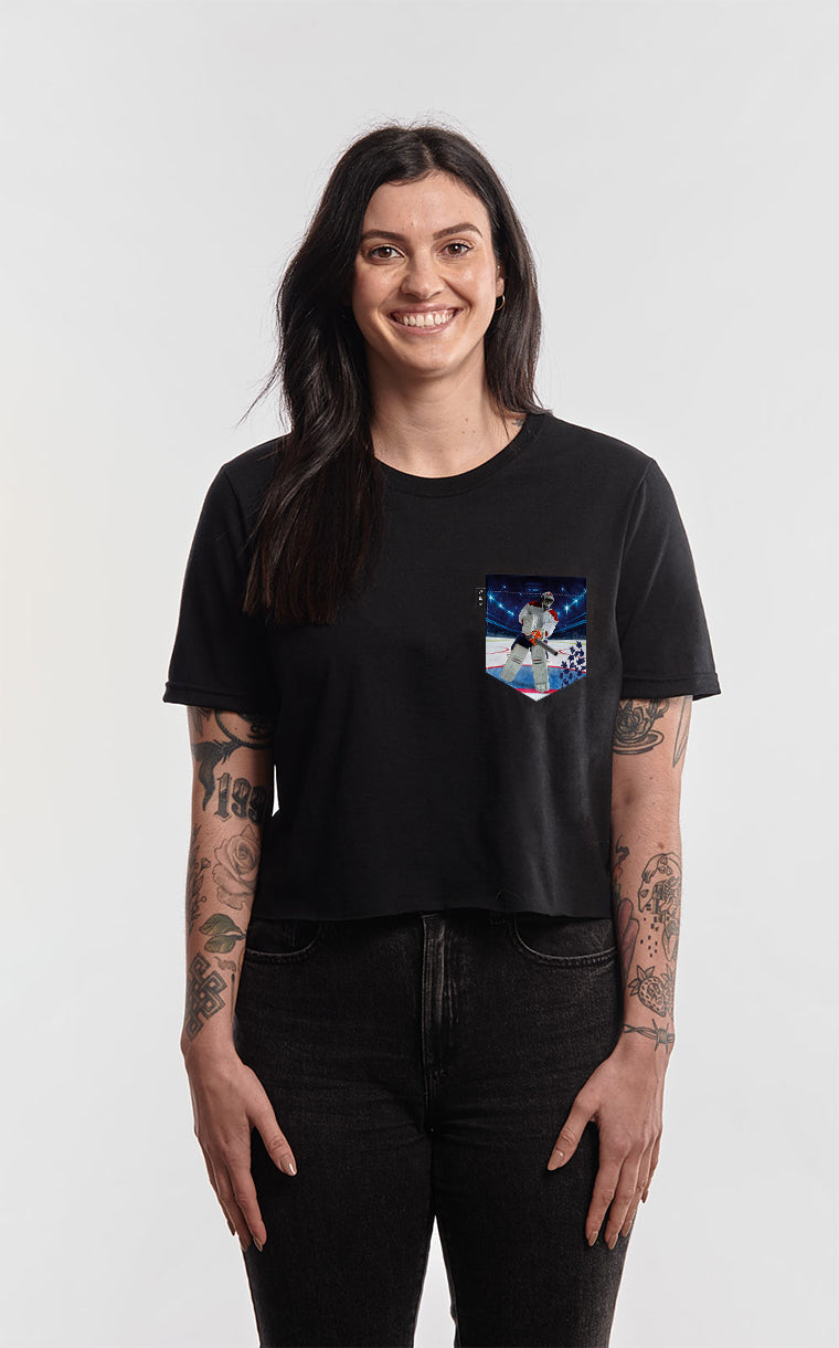 T-shirt « crop top » à poche pour femme avec poche Toronto Maple Laughs ^ 