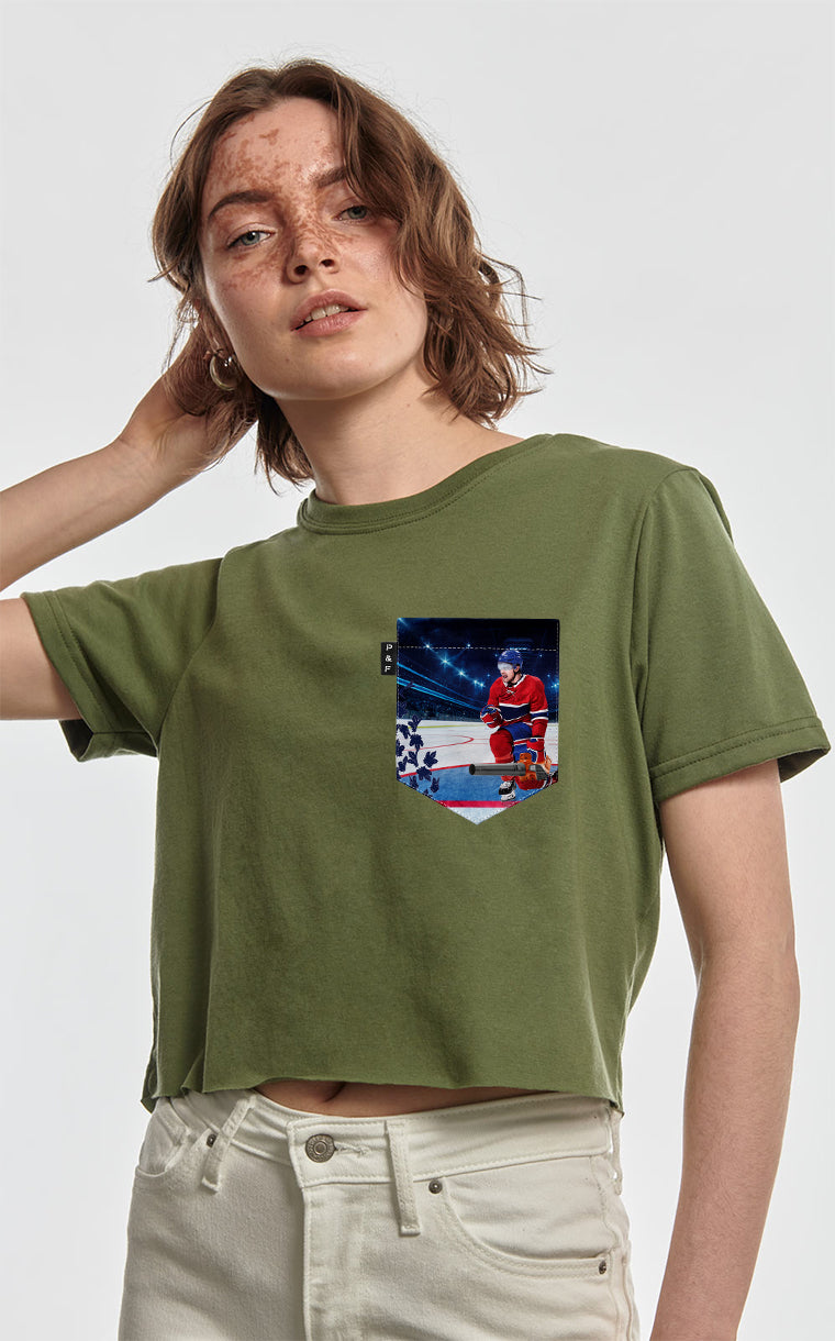 LEAFort A-pocket crop top T-shirt