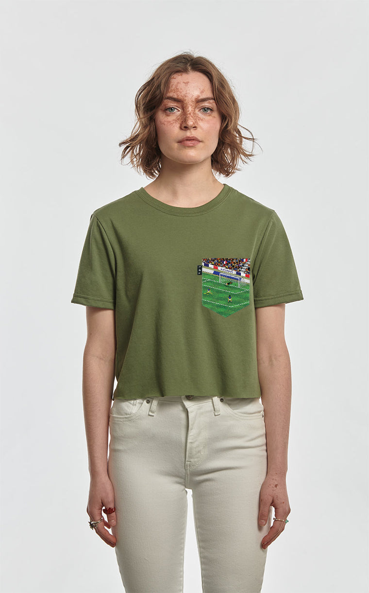 “Crop top” pocket t-shirt Allez les Bleus!