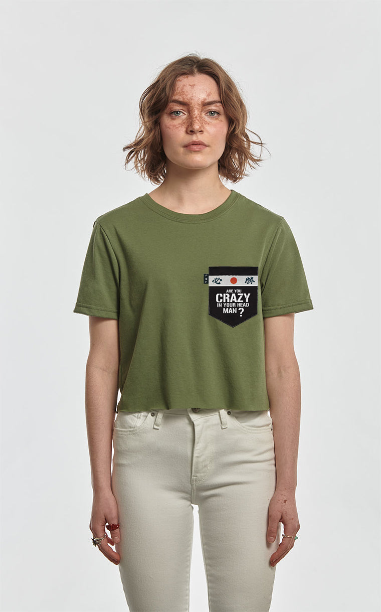 “Crop top” t-shirt with pocket Are you crazy in the head