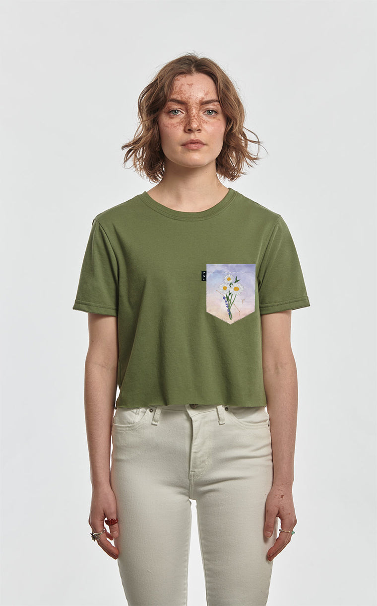 Aries Style Pocket Crop Top T-Shirt