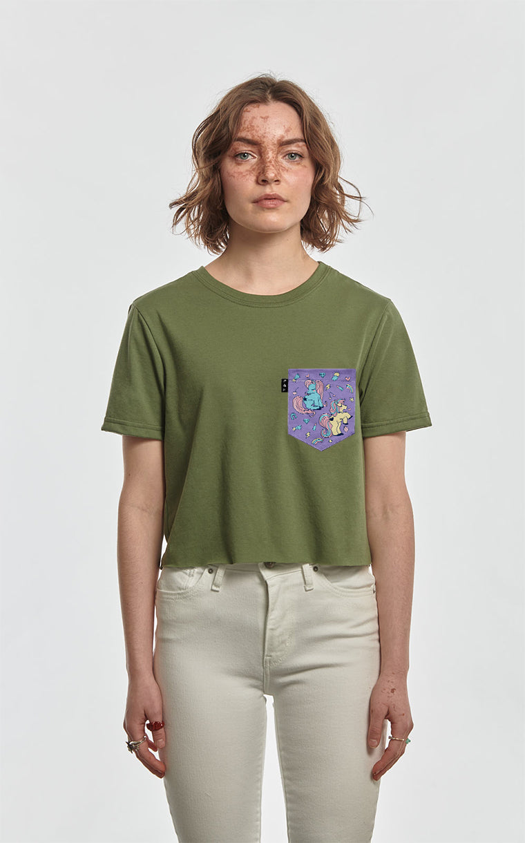 T-shirt « crop top » à poche Caca papillon