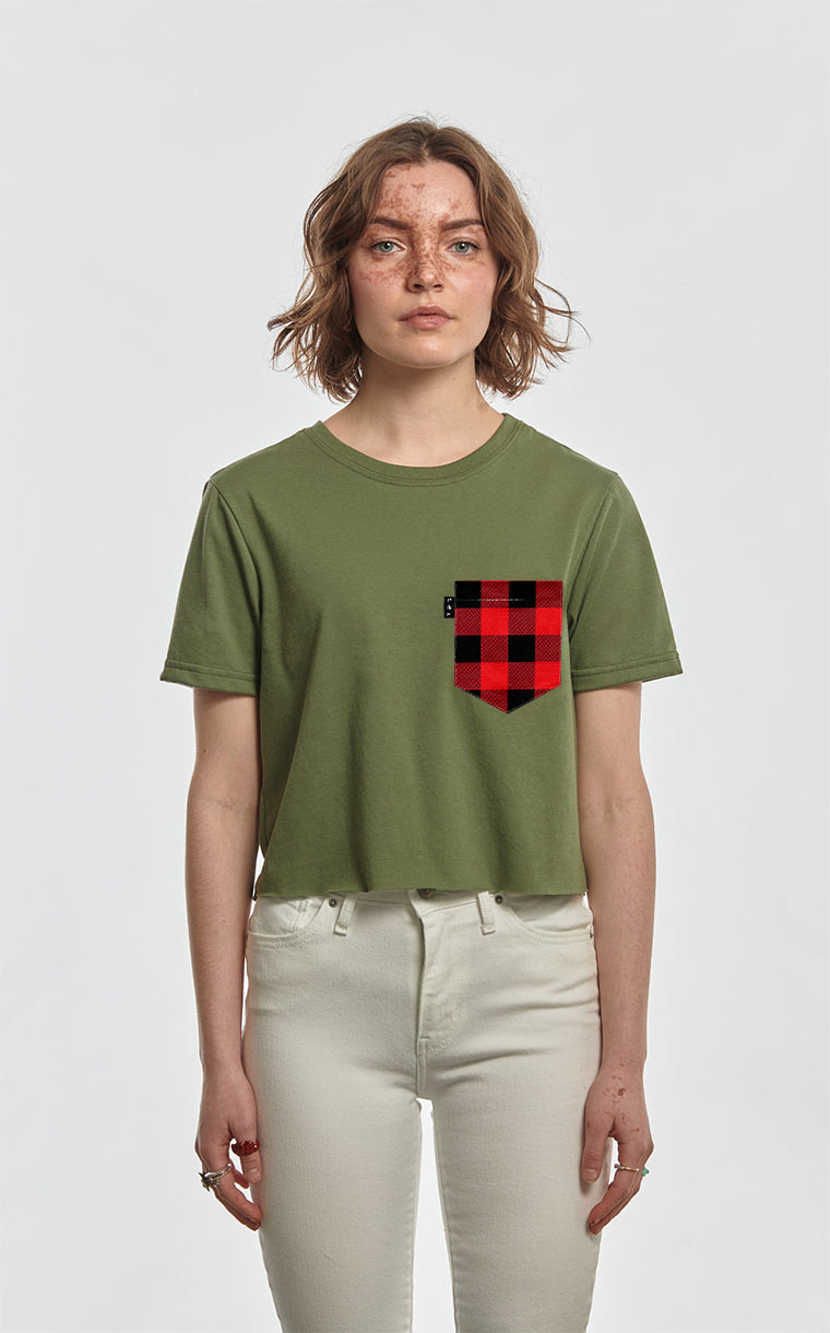 Kid's Plaid Pocket Crop Top T-Shirt