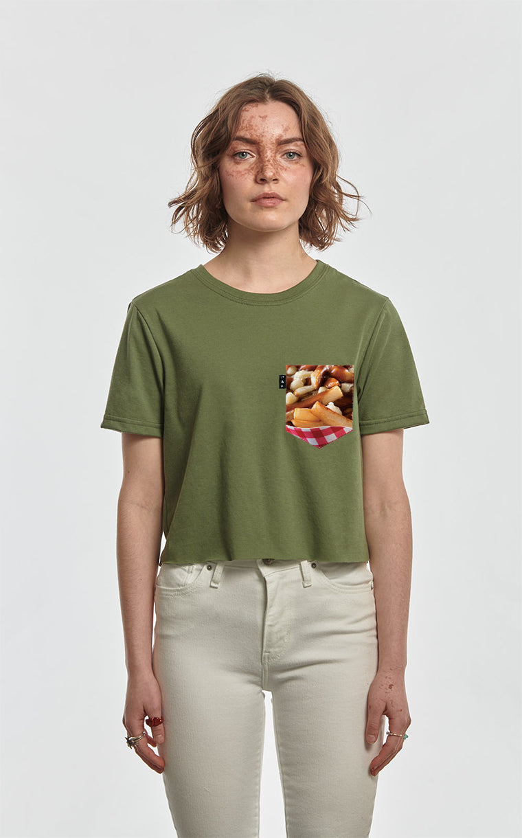 Crop top t-shirt with pocket Fries and gratin sauce