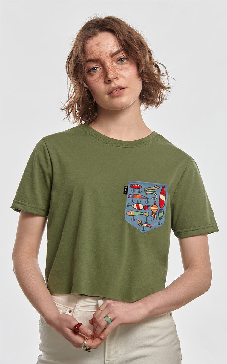 T-shirt « crop top » à poche Garde la pêche