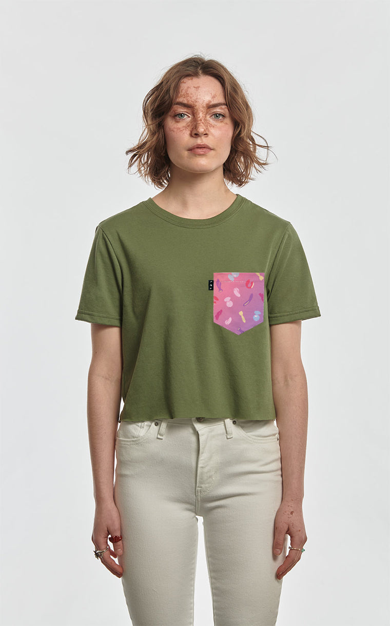 Good Vibrations Pocket Crop Top T-Shirt