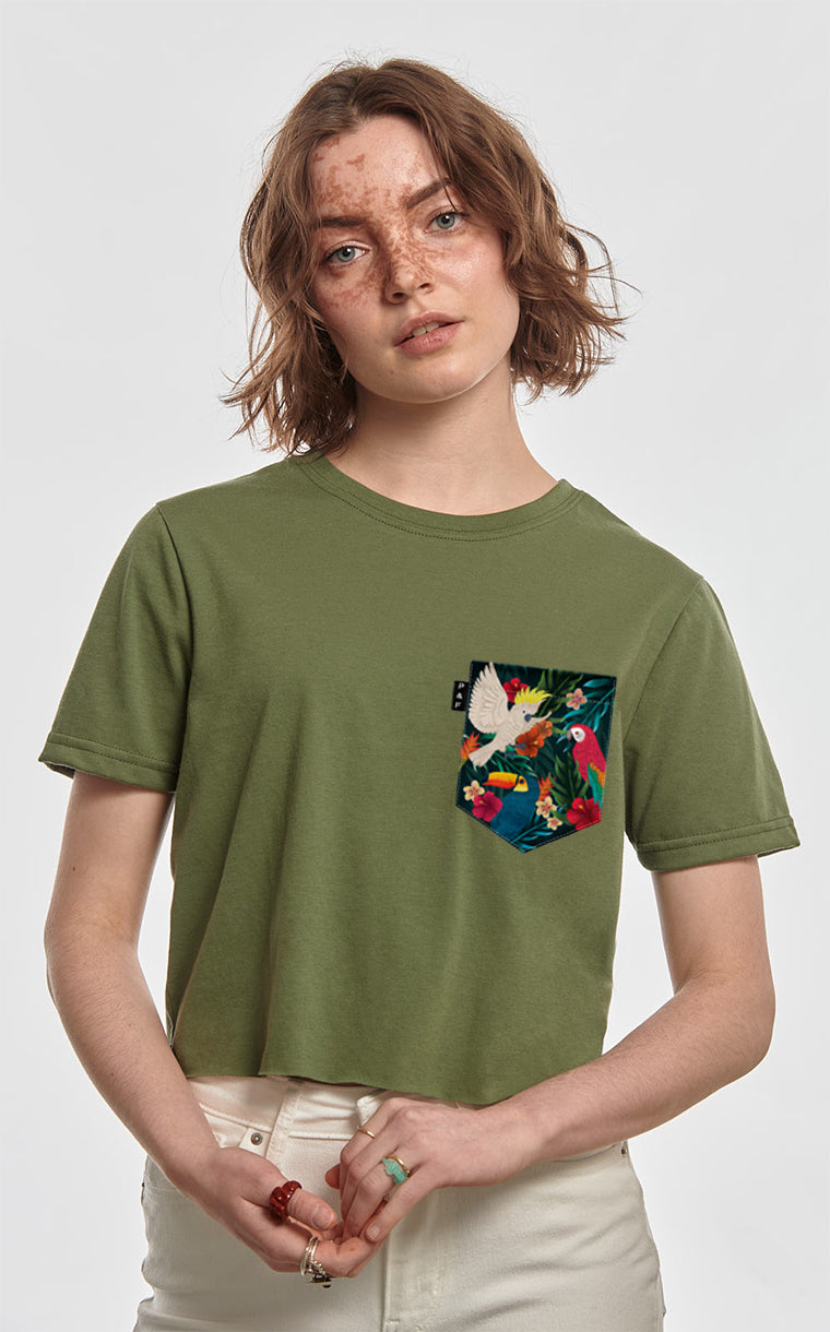 King Toucan-Khamon Pocket Crop Top T-Shirt