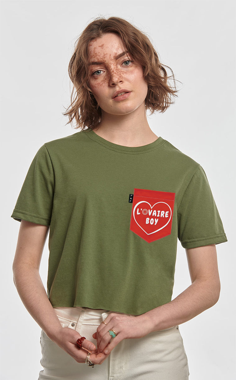 L'ovaire boy red pocket crop top t-shirt