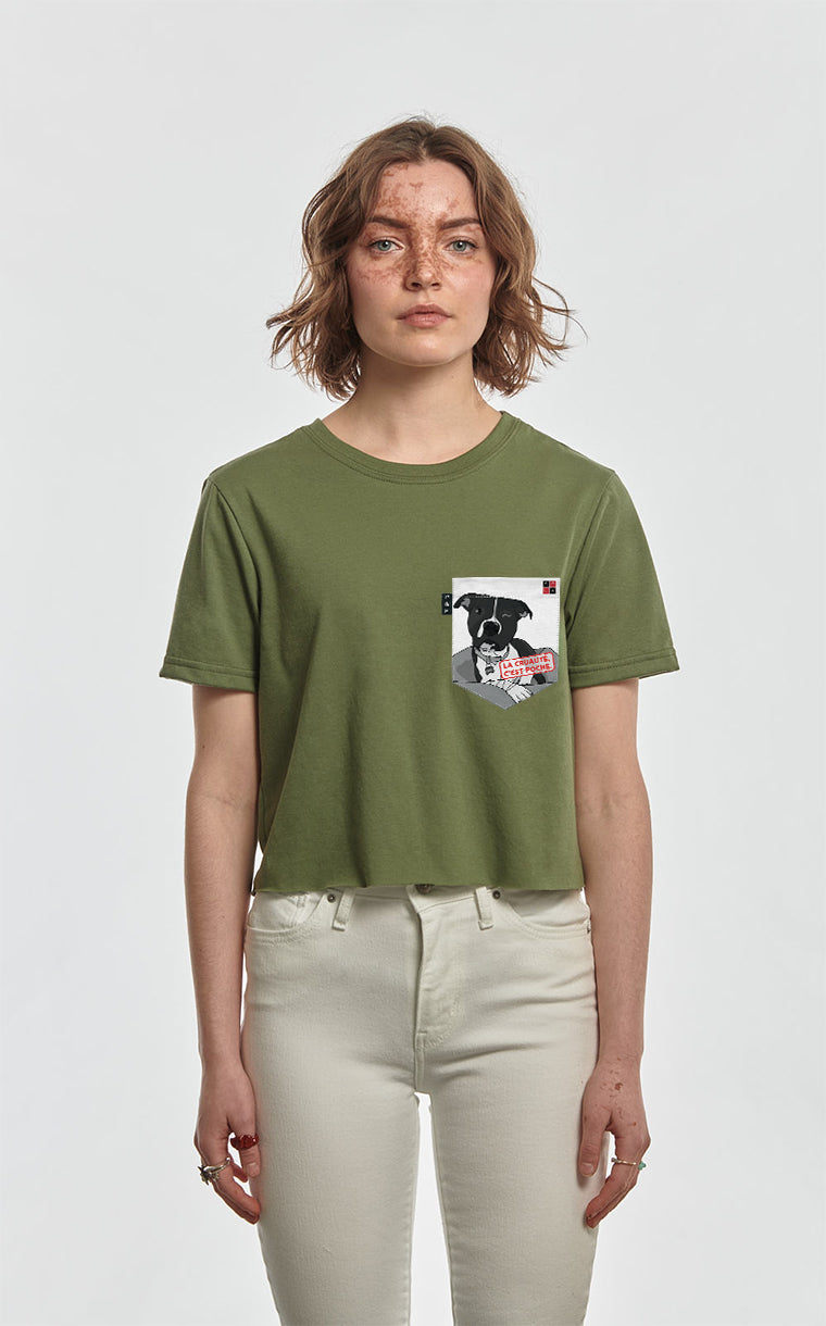 Cruelty is a Pocket Crop Top T-Shirt