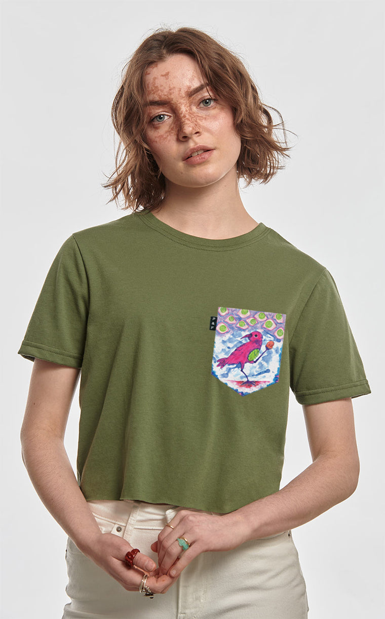 Bird Bird Pocket Crop Top T-Shirt