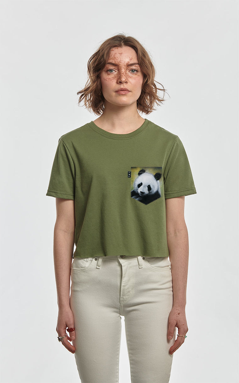 Panda Replay Pocket Crop Top T-Shirt