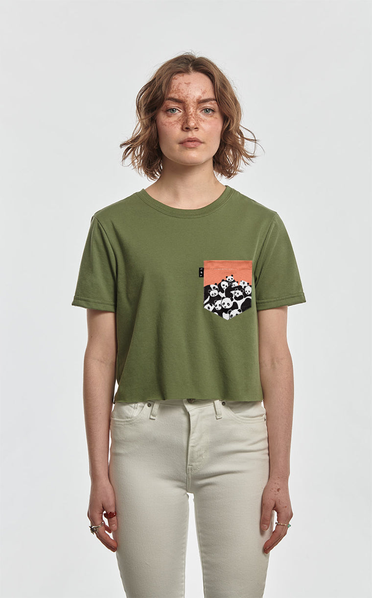 T-shirt « crop top » à poche Pandawan