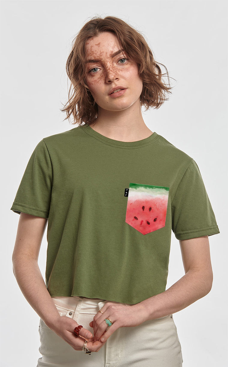 T-shirt « crop top » à poche Post Melon