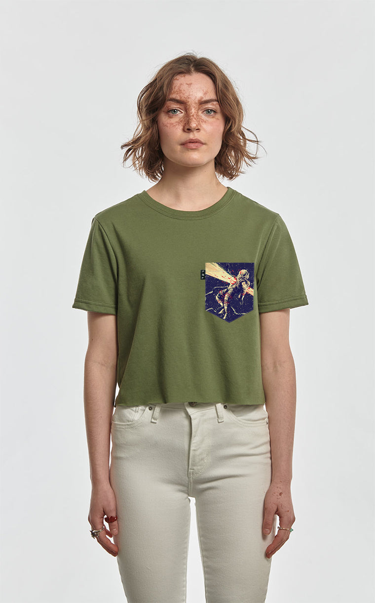 Qu'espace pocket crop top t-shirt