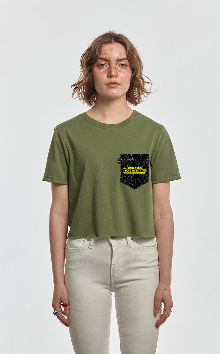 T-shirt « crop top » à poche Que la Poche soit avec toi