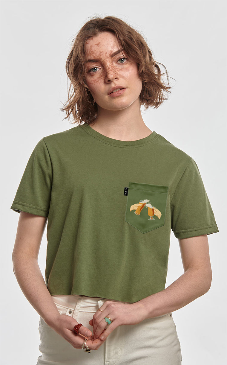 Pocket Crop Top T-Shirt One Pint Left