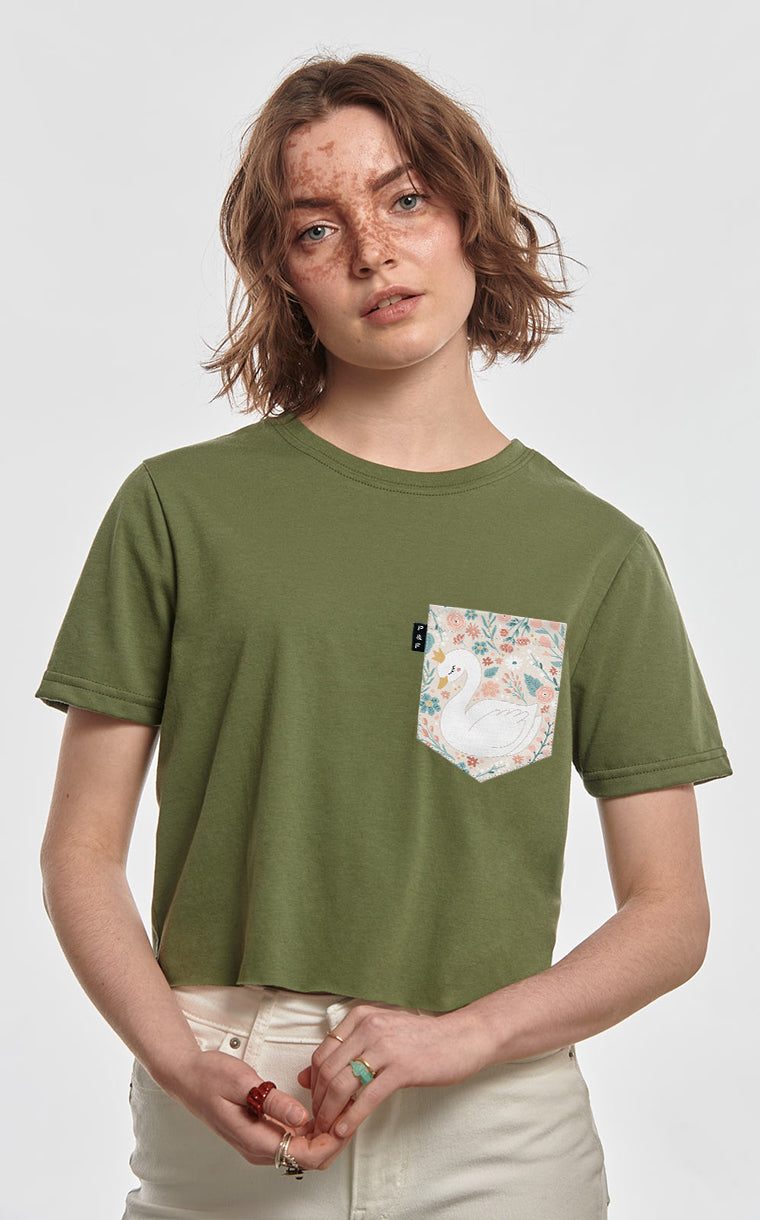 Sophia the Swan Pocket Crop Top T-Shirt