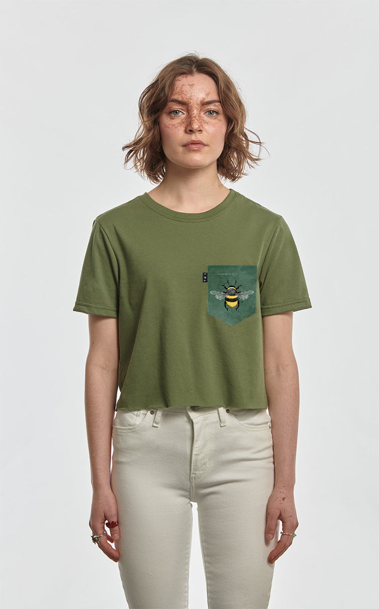 “Crop top” t-shirt with pocket To bee or not to bee