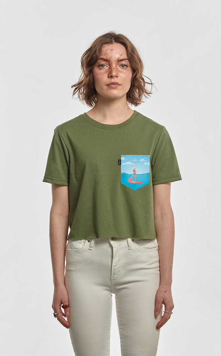 Wave on You Pocket Crop Top T-Shirt